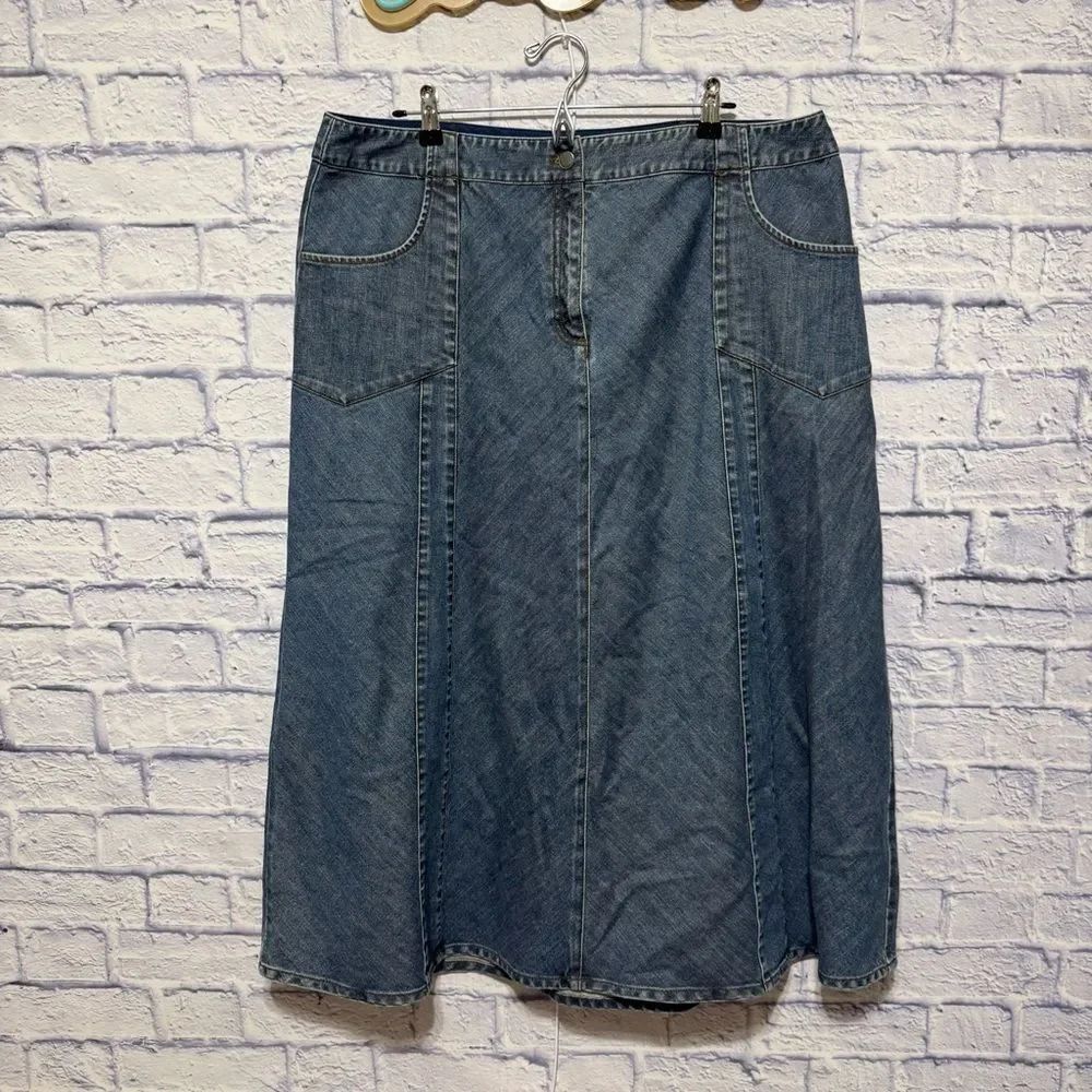 Vintage J.Jill y2k boho western denim maxi skirt size 20